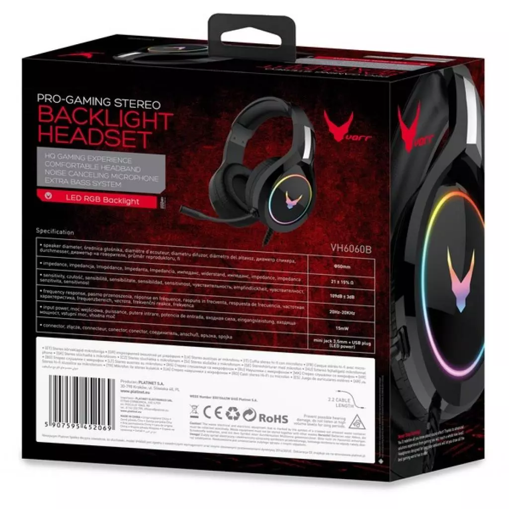 Наушники Varr VH-6060 LED RGB Backlight Black (VH6060) - 8 Наушники Varr VH-6060 LED RGB Backlight Black (VH6060) - 8