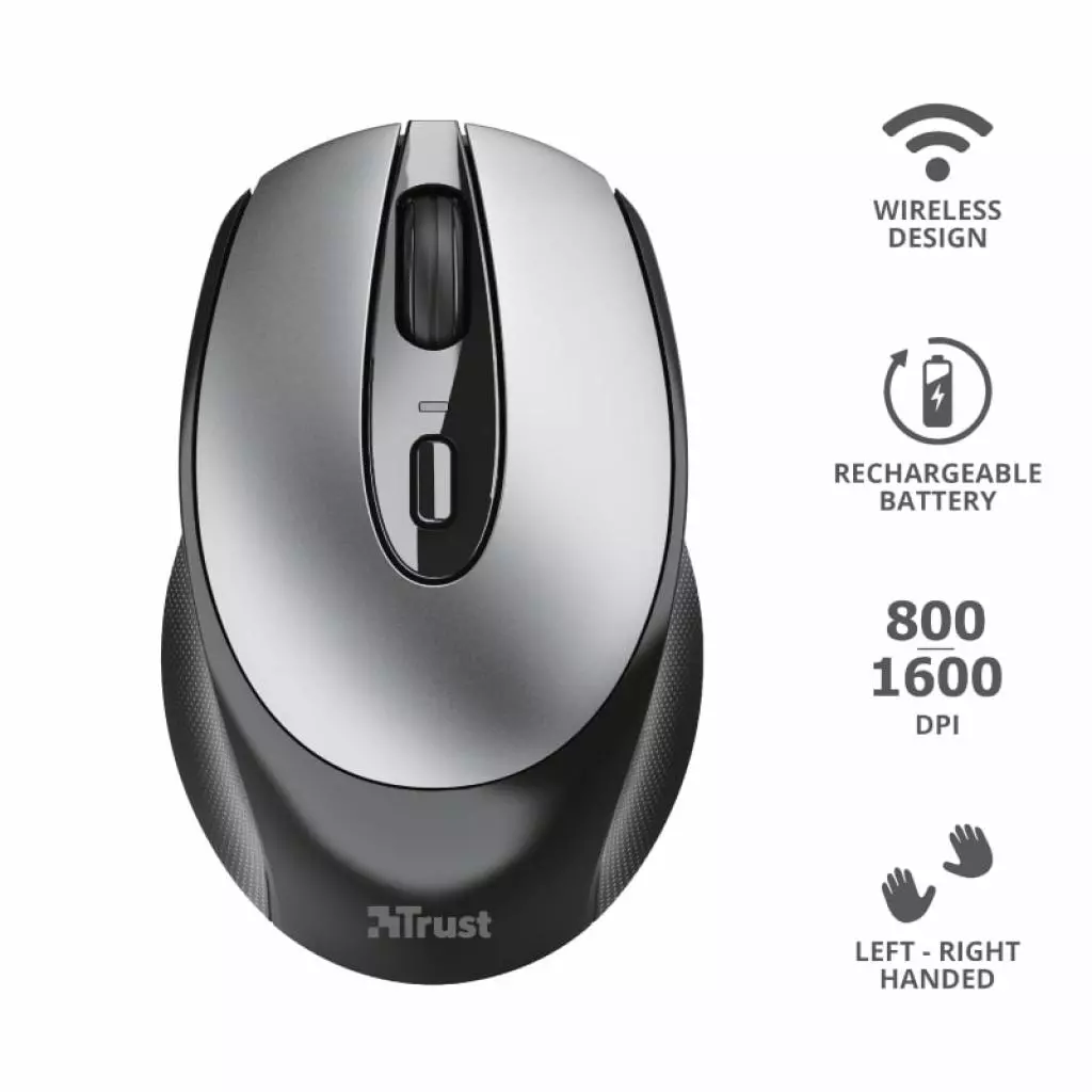 Мышка Trust Zaya Rechargeable Wireless Black (23809) - 11 Мышка Trust Zaya Rechargeable Wireless Black (23809) - 11