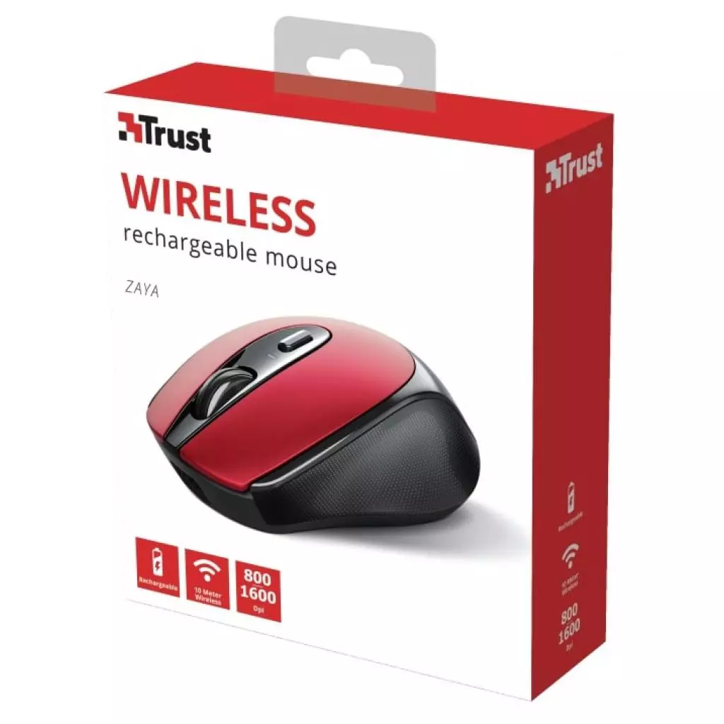 Мышка Trust Zaya Rechargeable Wireless Red (24019) - 3 Мышка Trust Zaya Rechargeable Wireless Red (24019) - 3