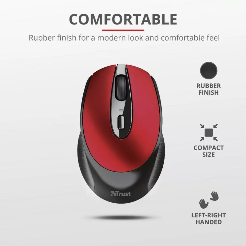 Мышка Trust Zaya Rechargeable Wireless Red (24019) - 7 Мышка Trust Zaya Rechargeable Wireless Red (24019) - 7