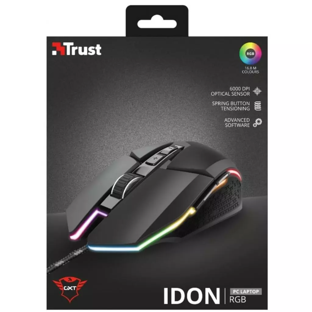 Мышка Trust GXT 950 Idon Illuminated USB Black (23645) - 3 Мышка Trust GXT 950 Idon Illuminated USB Black (23645) - 3