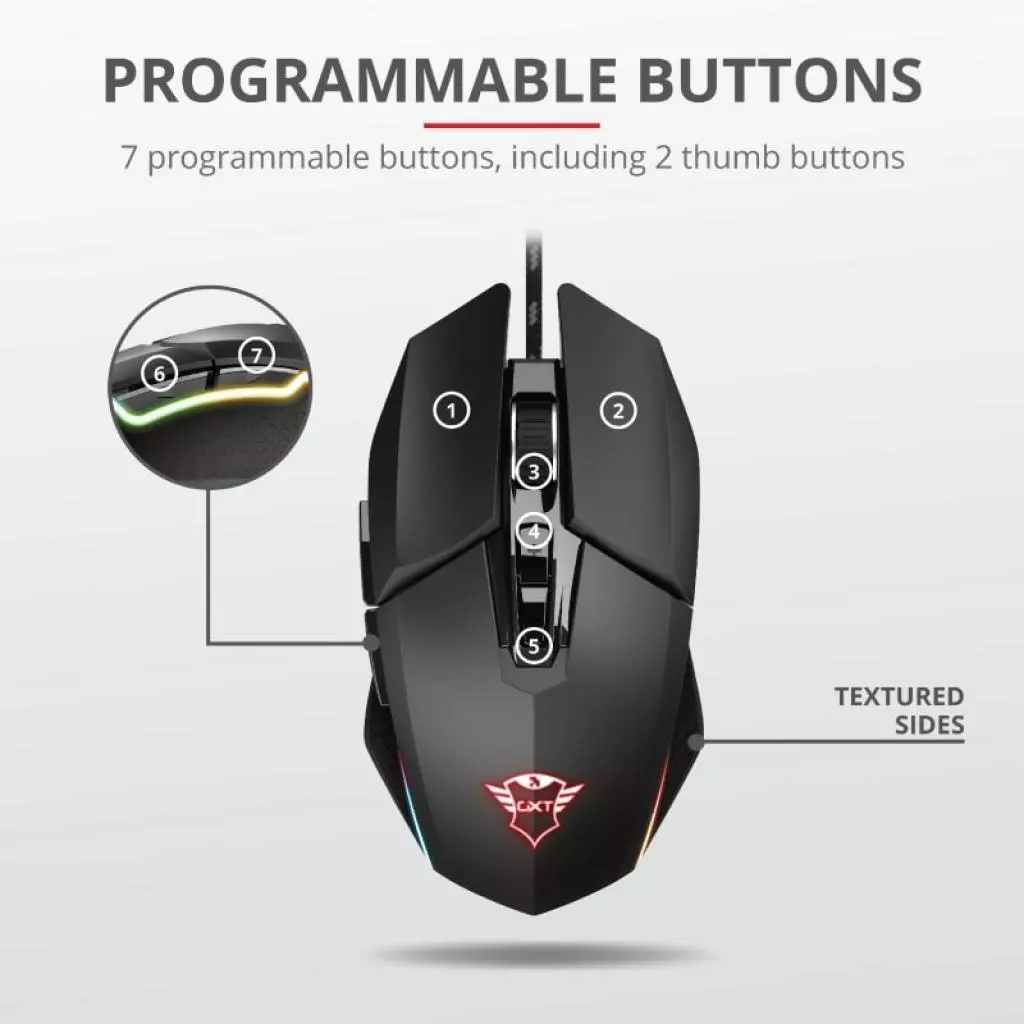 Мышка Trust GXT 950 Idon Illuminated USB Black (23645) - 6 Мышка Trust GXT 950 Idon Illuminated USB Black (23645) - 6