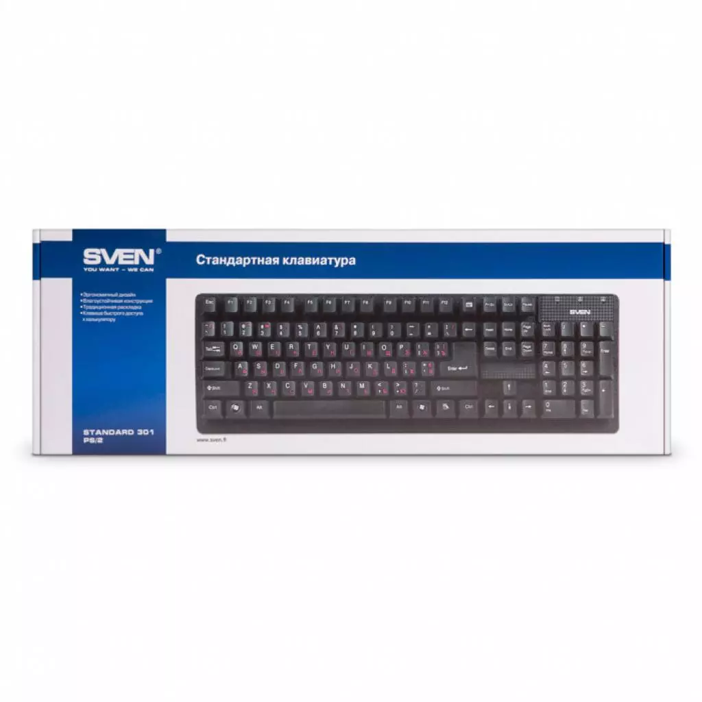 Клавиатура Sven 301 Standard USB+PS/2 Black - 5 Клавиатура Sven 301 Standard USB+PS/2 Black - 5