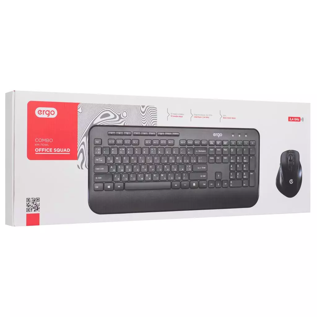 Комплект Ergo KM-710WL Black (KM-710WL) - 9 Комплект Ergo KM-710WL Black (KM-710WL) - 9