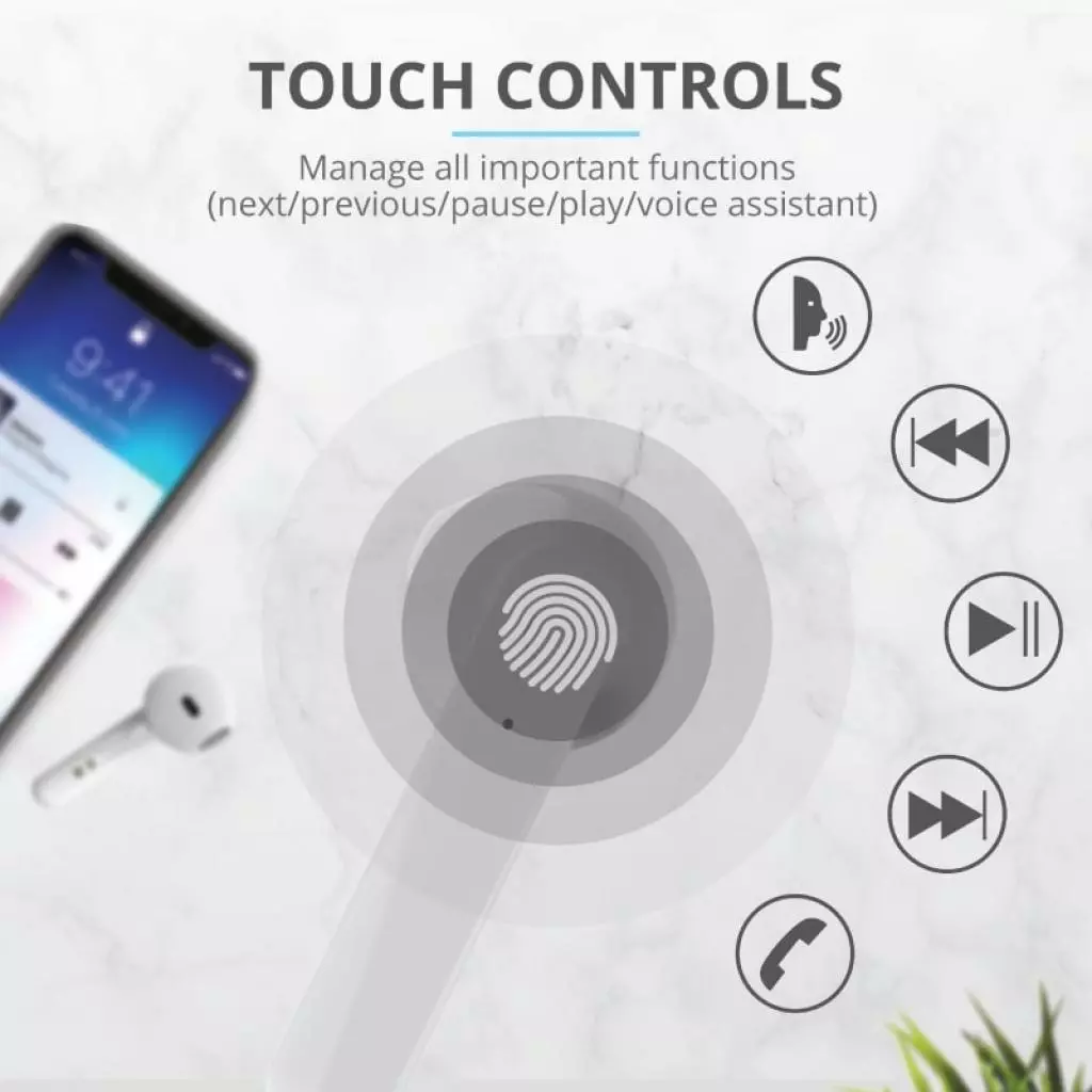 Наушники Trust Primo Touch True Wireless Mic White (23783) - 11 Наушники Trust Primo Touch True Wireless Mic White (23783) - 11