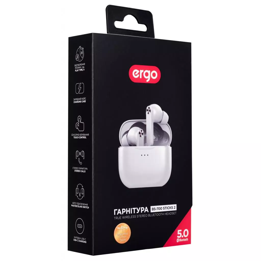 Наушники Ergo BS-700 Sticks 2 White - 8 Наушники Ergo BS-700 Sticks 2 White - 8