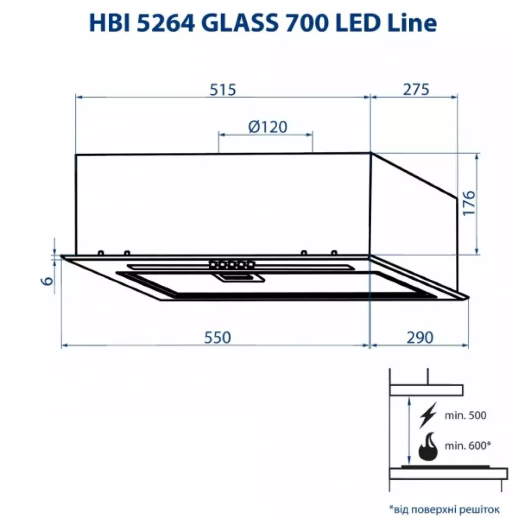 Вытяжка кухонная Minola HBI 5264 WH GLASS 700 LED Line - 8 Вытяжка кухонная Minola HBI 5264 WH GLASS 700 LED Line - 8