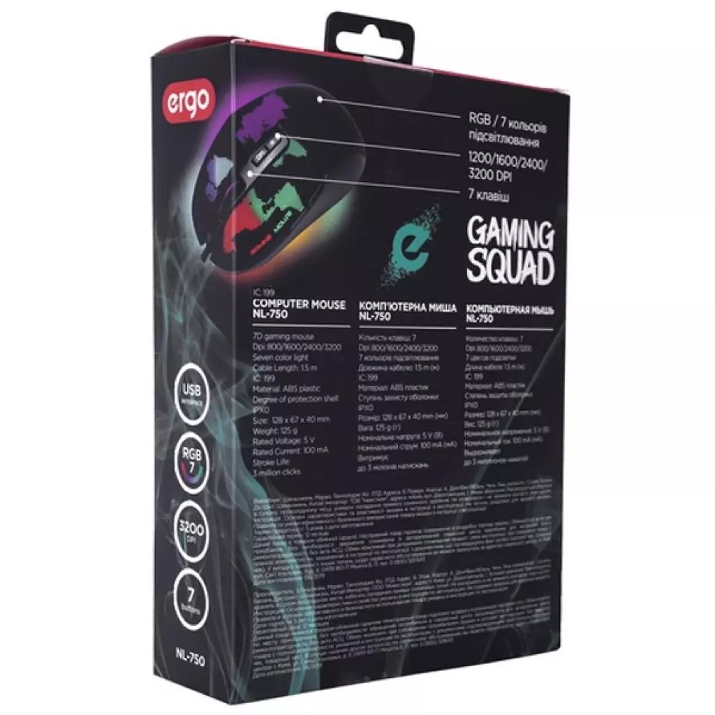 Мышка Ergo NL-750 Black (NL-750) - 6 Мышка Ergo NL-750 Black (NL-750) - 6