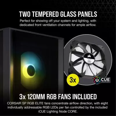 Корпус Corsair iCUE 4000X RGB Tempered Glass Black (CC-9011204-WW) - 8 Корпус Corsair iCUE 4000X RGB Tempered Glass Black (CC-9011204-WW) - 8