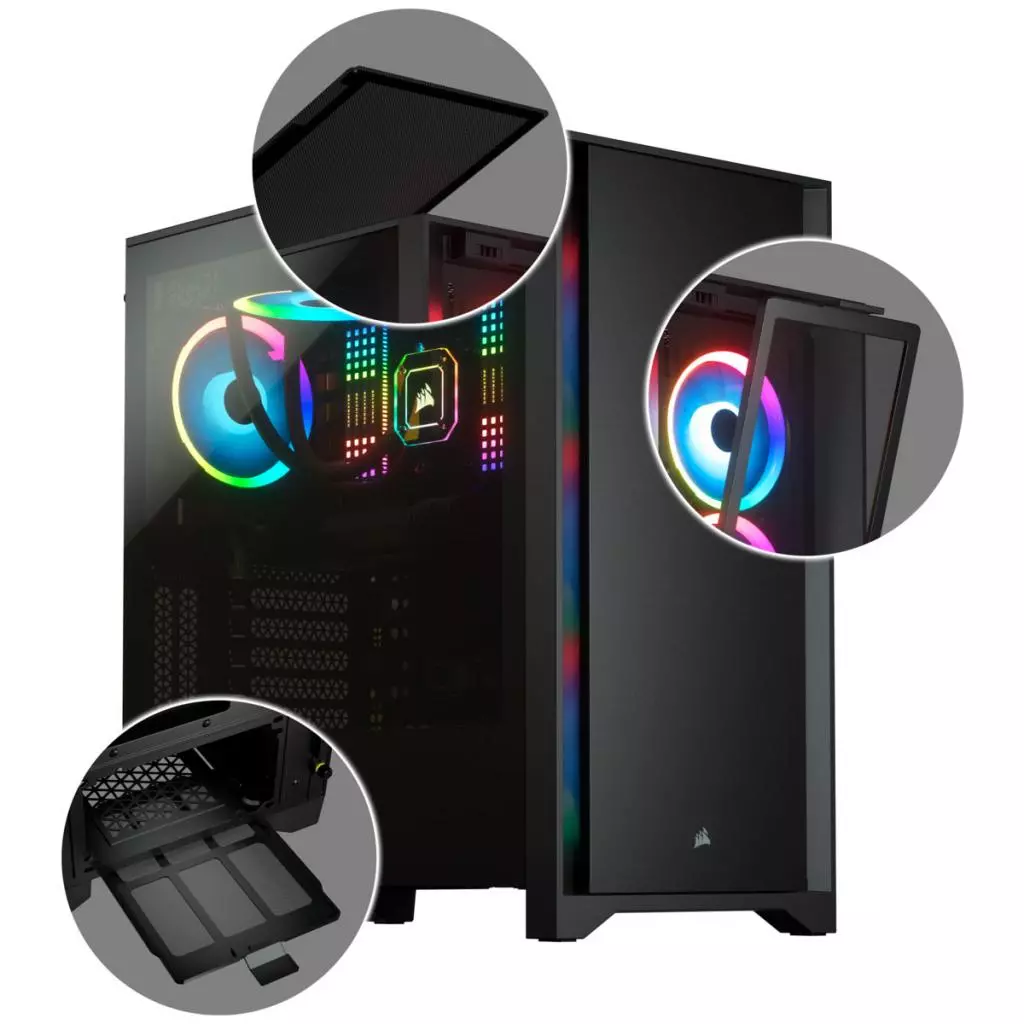Корпус Corsair 4000D Tempered Glass Black (CC-9011198-WW) - 9 Корпус Corsair 4000D Tempered Glass Black (CC-9011198-WW) - 9