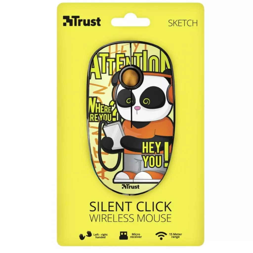 Мышка Trust Sketch Silent Click Wireless Yellow (23337) - 7 Мышка Trust Sketch Silent Click Wireless Yellow (23337) - 7