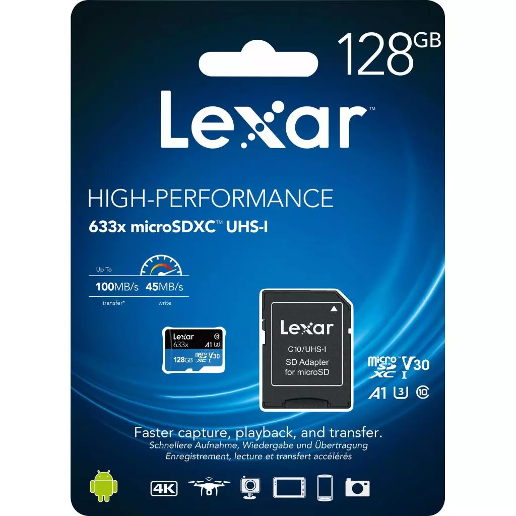 Карта памяти Lexar 128GB microSDXC class 10 UHS-I 633x (LSDMI128BB633A) - 3 Карта памяти Lexar 128GB microSDXC class 10 UHS-I 633x (LSDMI128BB633A) - 3