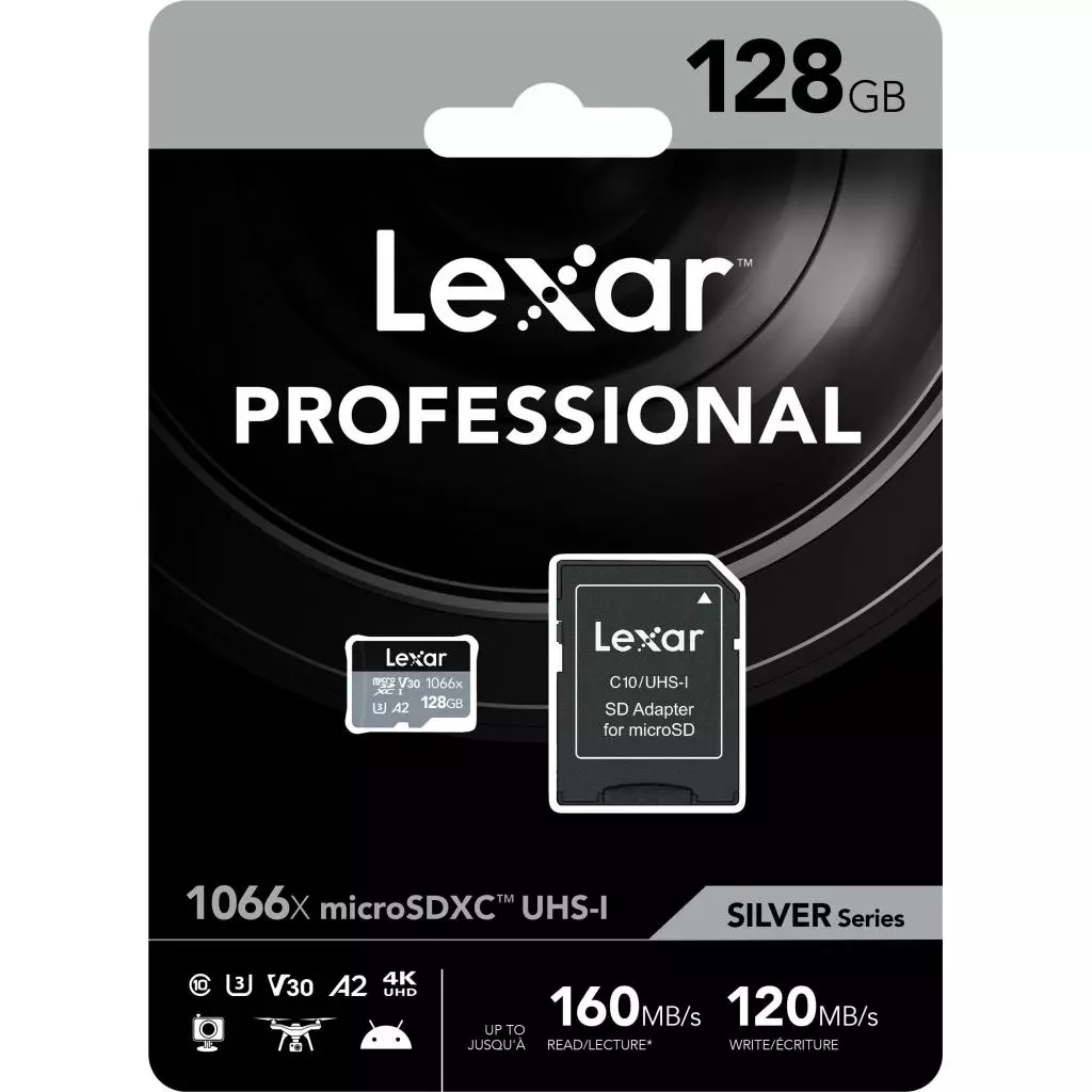 Карта памяти Lexar 128GB microSDXC class 10 UHS-I 1066x Silver (LMS1066128G-BNANG) - 2 Карта памяти Lexar 128GB microSDXC class 10 UHS-I 1066x Silver (LMS1066128G-BNANG) - 2