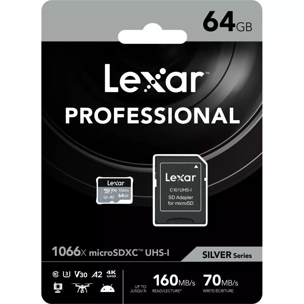 Карта памяти Lexar 64GB microSDXC class 10 UHS-I 1066x Silver (LMS1066064G-BNANG) - 2 Карта памяти Lexar 64GB microSDXC class 10 UHS-I 1066x Silver (LMS1066064G-BNANG) - 2