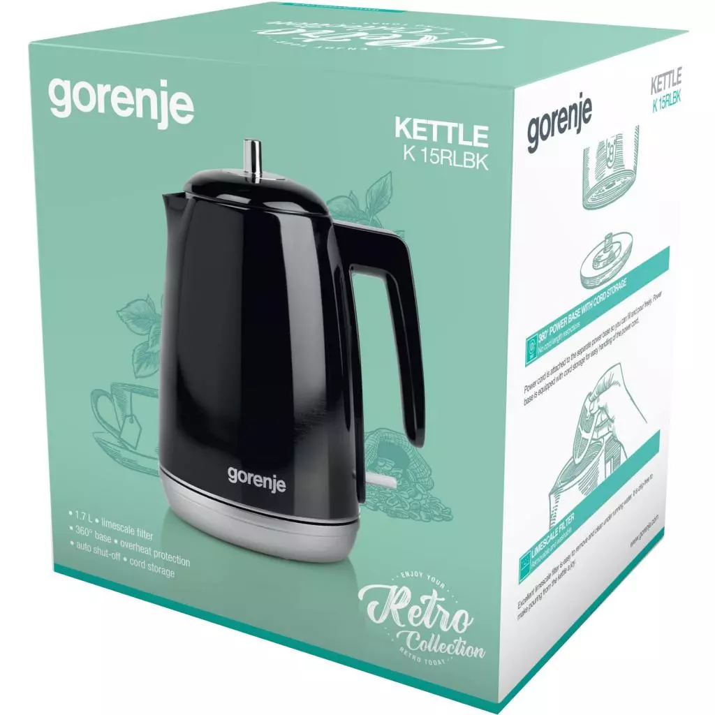 Электрочайник Gorenje K 15 RL BK (K15RLBK) - 1 Электрочайник Gorenje K 15 RL BK (K15RLBK) - 1