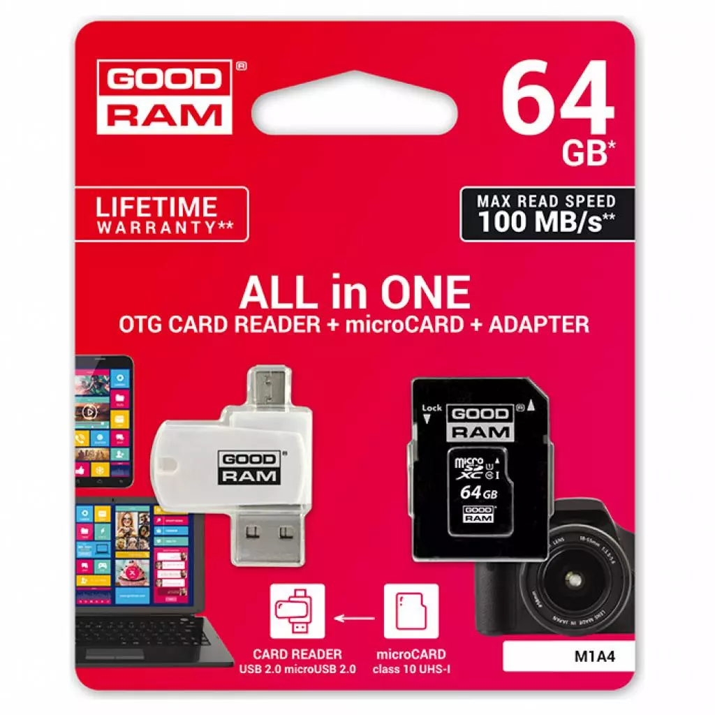 Карта памяти Goodram 64GB microSDXC class 10 UHS-I (M1A4-0640R12) - 1