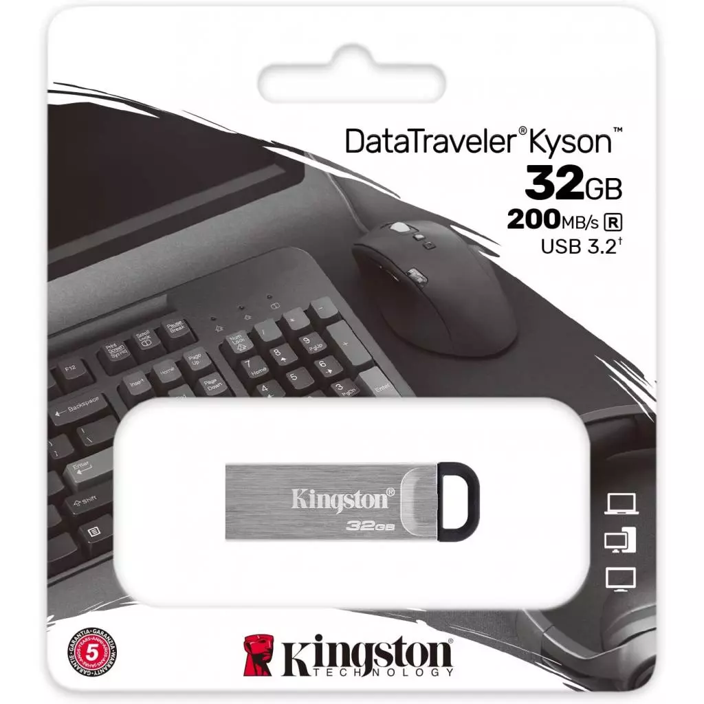 USB флеш накопитель Kingston 32GB DT Kyson Silver/Black USB 3.2 (DTKN/32GB) - 3 USB флеш накопитель Kingston 32GB DT Kyson Silver/Black USB 3.2 (DTKN/32GB) - 3