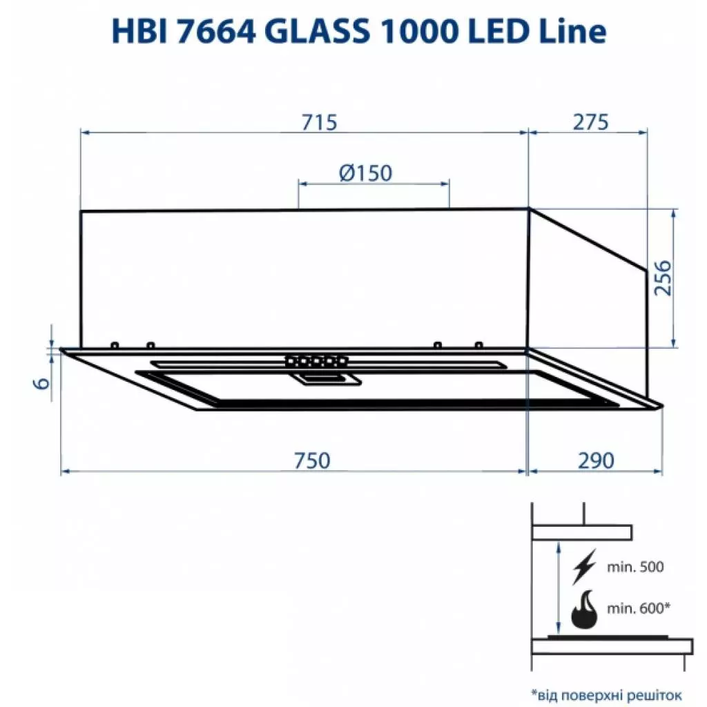 Вытяжка кухонная Minola HBI 7664 BL GLASS 1000 LED Line - 9 Вытяжка кухонная Minola HBI 7664 BL GLASS 1000 LED Line - 9