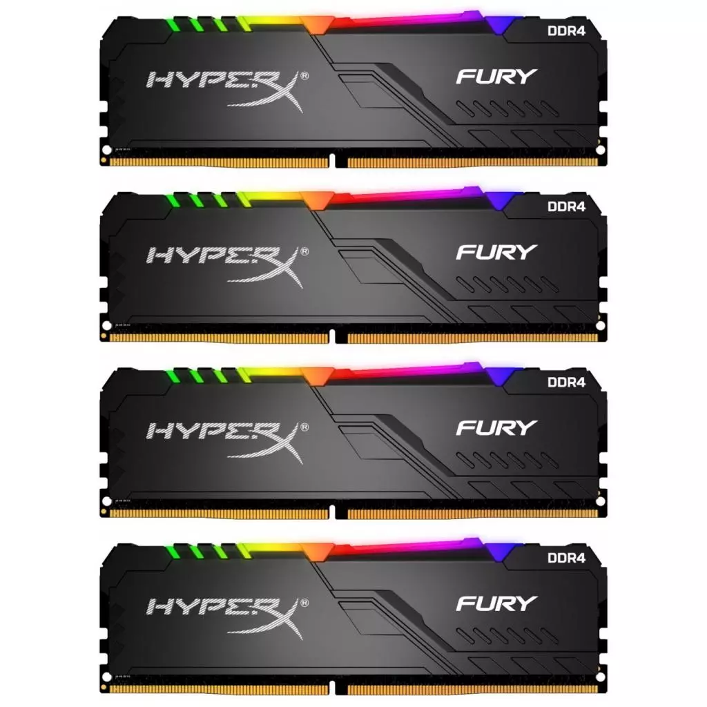 Модуль памяти для компьютера DDR4 128GB (4x32GB) 3200 MHz HyperX Fury RGB Kingston Fury (ex.HyperX) (HX432C16FB3AK4/128)