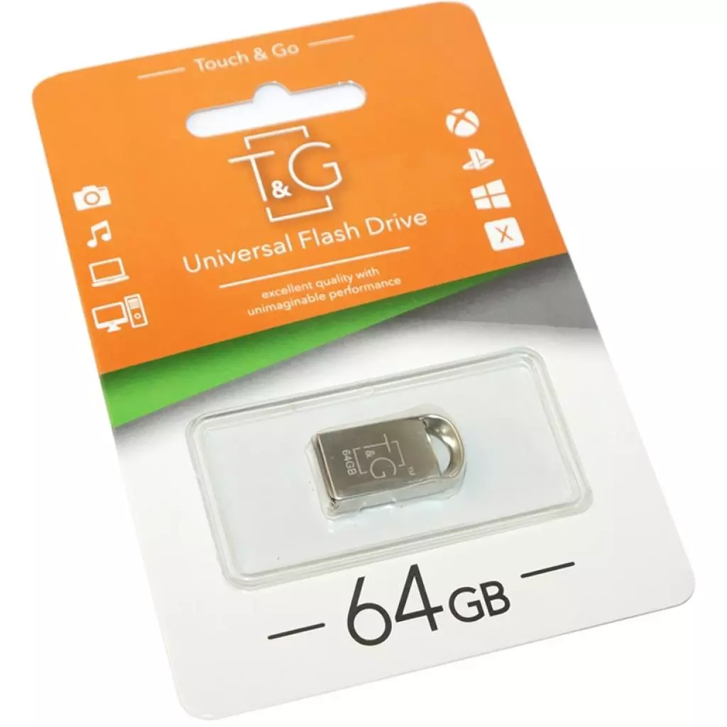 USB флеш накопитель T&G 64GB 107 Metal Series Silver USB 2.0 (TG107-64G)