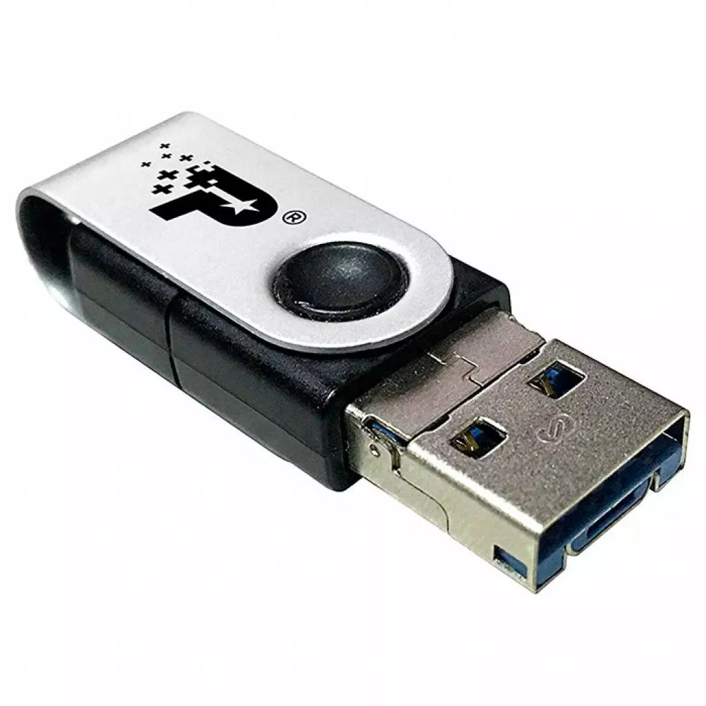 USB флеш накопитель Patriot 32GB Trinity Silver-Black USB 3.1/microUSB/Type-C (PEF32GTRI3USB) - 1