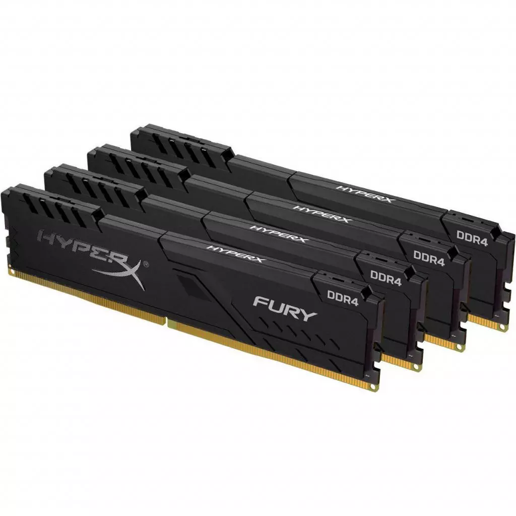 Модуль памяти для компьютера DDR4 64GB (4x16GB) 2400 MHz Fury Black Kingston Fury (ex.HyperX) (HX424C15FB4K4/64) - 1