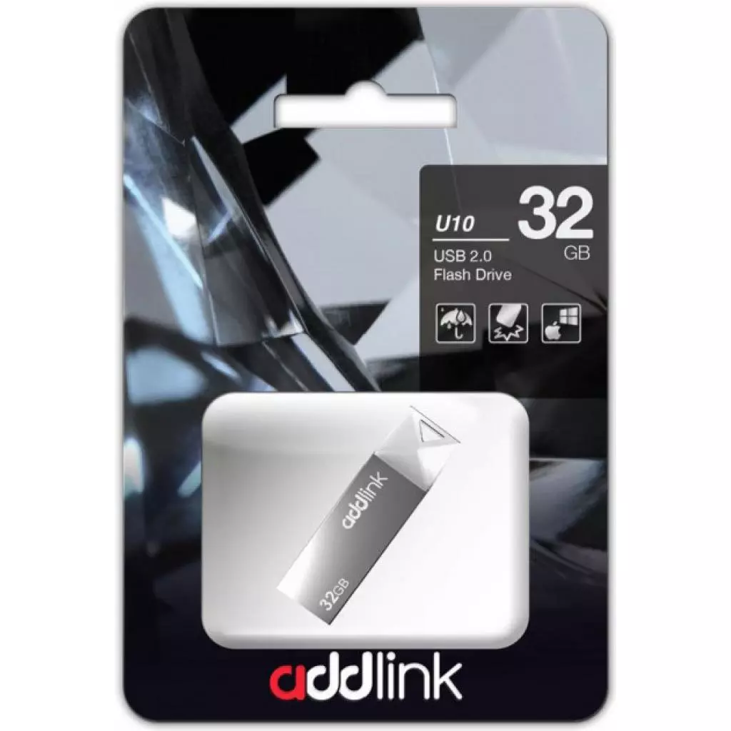 USB флеш накопитель AddLink 32GB U10 Gray USB 2.0 (ad32GBU10G2) - 1