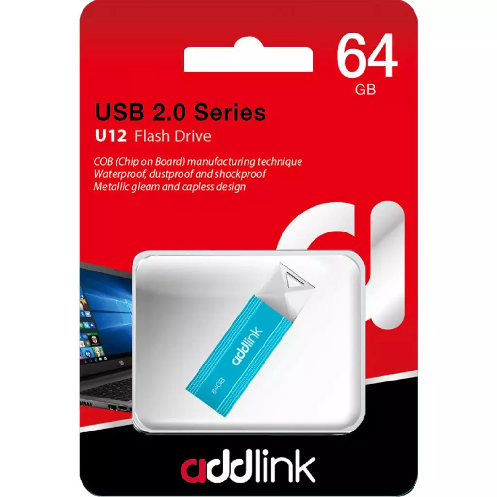 USB флеш накопитель AddLink 64GB U12 Aqua USB 2.0 (ad64GBU12A2) - 1 USB флеш накопитель AddLink 64GB U12 Aqua USB 2.0 (ad64GBU12A2) - 1