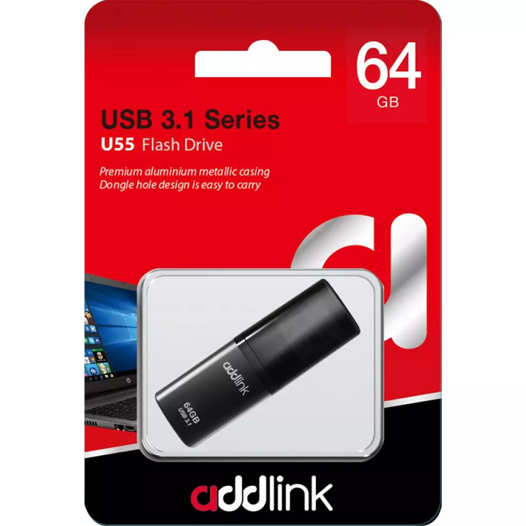 USB флеш накопитель AddLink 64GB U55 Black USB 3.1 (ad64GBU55B3) - 1 USB флеш накопитель AddLink 64GB U55 Black USB 3.1 (ad64GBU55B3) - 1