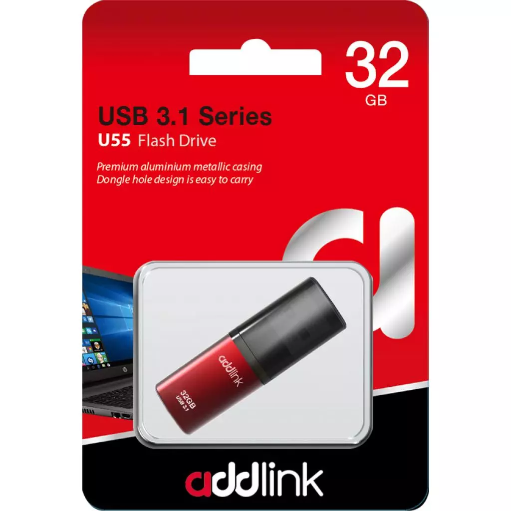 USB флеш накопитель AddLink 32GB U55 Red USB 3.0 (ad32GBU55R3) - 2 USB флеш накопитель AddLink 32GB U55 Red USB 3.0 (ad32GBU55R3) - 2