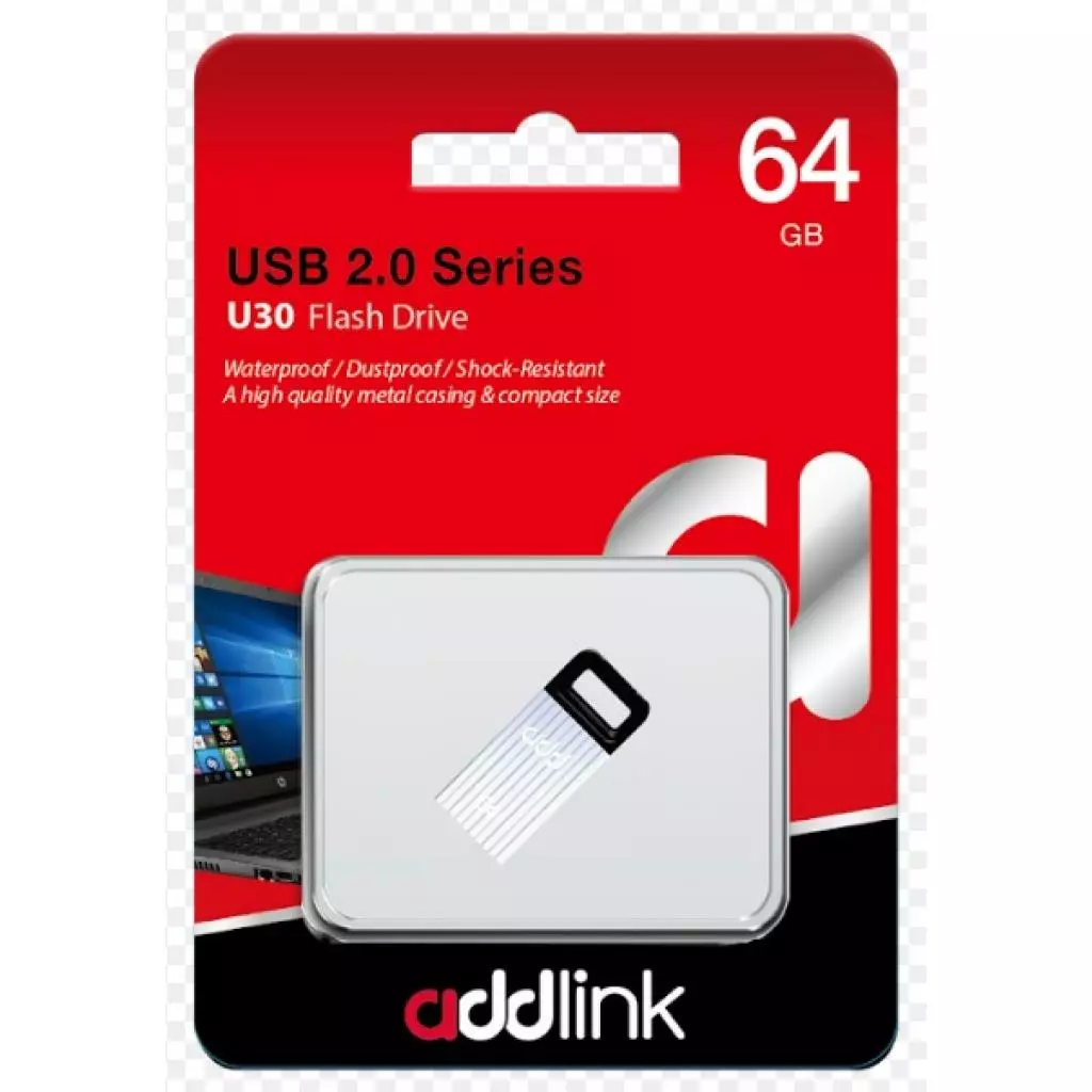 USB флеш накопитель AddLink 64GB U30 Silver USB 2.0 (ad64GBU30S2) - 1 USB флеш накопитель AddLink 64GB U30 Silver USB 2.0 (ad64GBU30S2) - 1