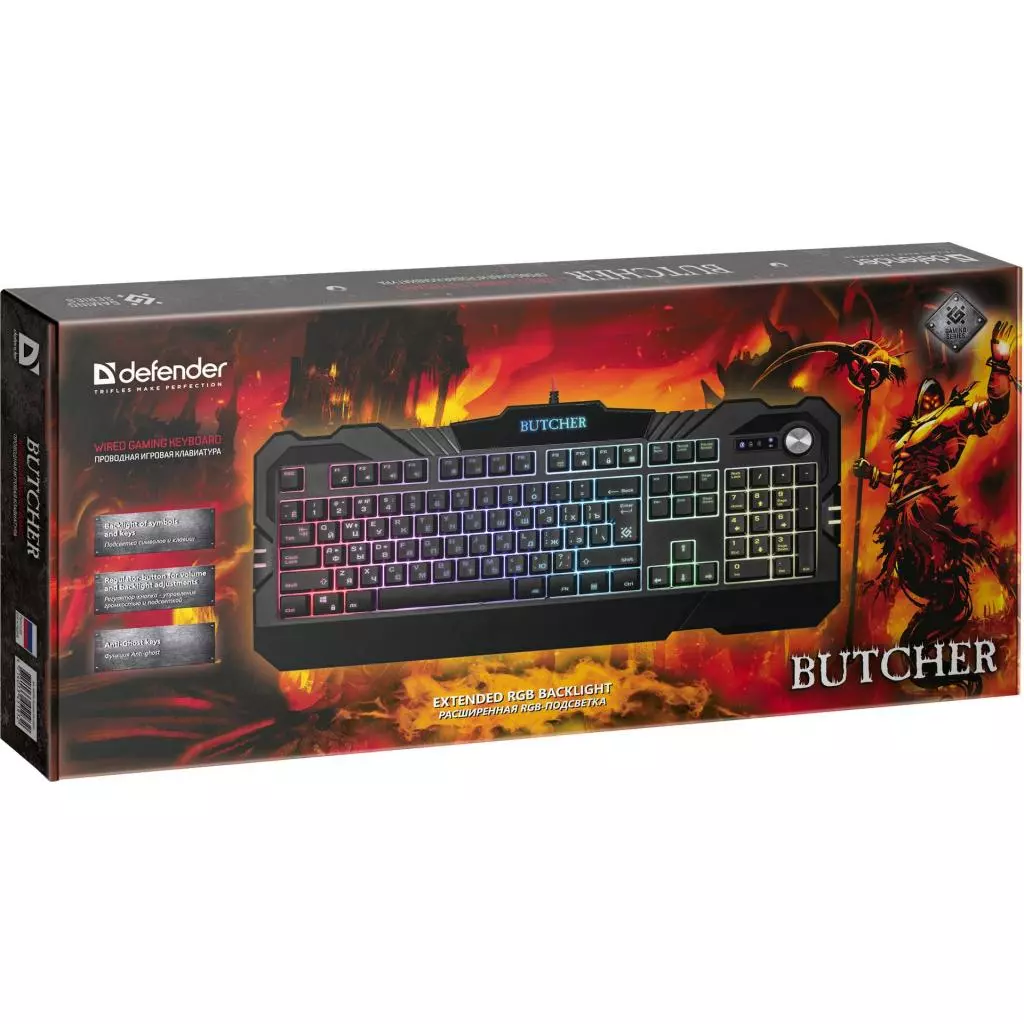 Клавиатура Defender Butcher GK-193DL RGB USB RU Black (45193) - 6 Клавиатура Defender Butcher GK-193DL RGB USB RU Black (45193) - 6