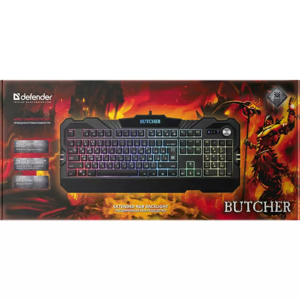 Клавиатура Defender Butcher GK-193DL RGB USB RU Black (45193) - 7 Клавиатура Defender Butcher GK-193DL RGB USB RU Black (45193) - 7