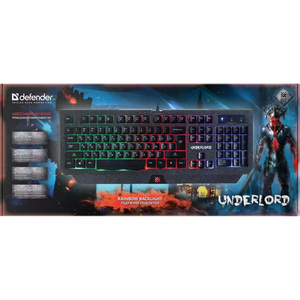 Клавиатура Defender Underlord GK-340L USB RU Black (45340) - 3 Клавиатура Defender Underlord GK-340L USB RU Black (45340) - 3