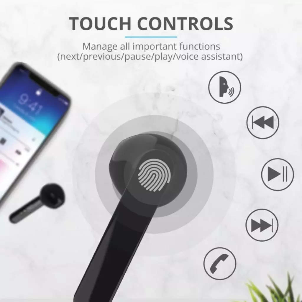 Наушники Trust Primo Touch True Wireless Mic Black (23712) - 11