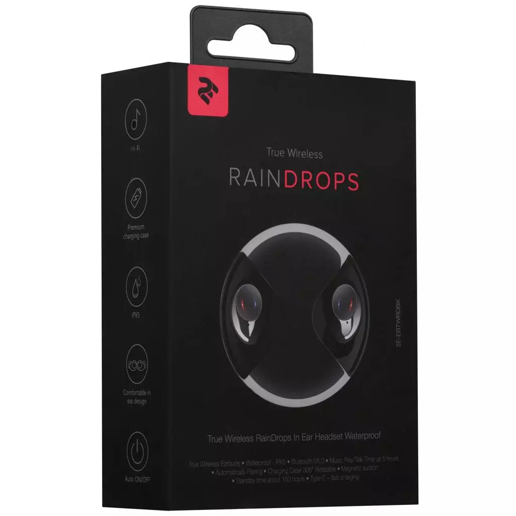 Наушники 2E RainDrops Light True Wireless Waterproof Mic Black (2E-EBTWRDLBK) - 4
