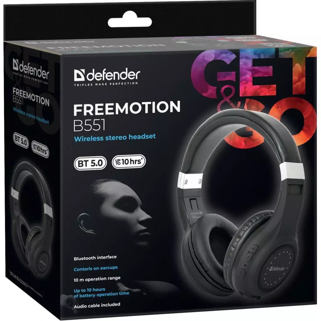 Наушники Defender FreeMotion B551 Bluetooth Black (63551) - 11 Наушники Defender FreeMotion B551 Bluetooth Black (63551) - 11