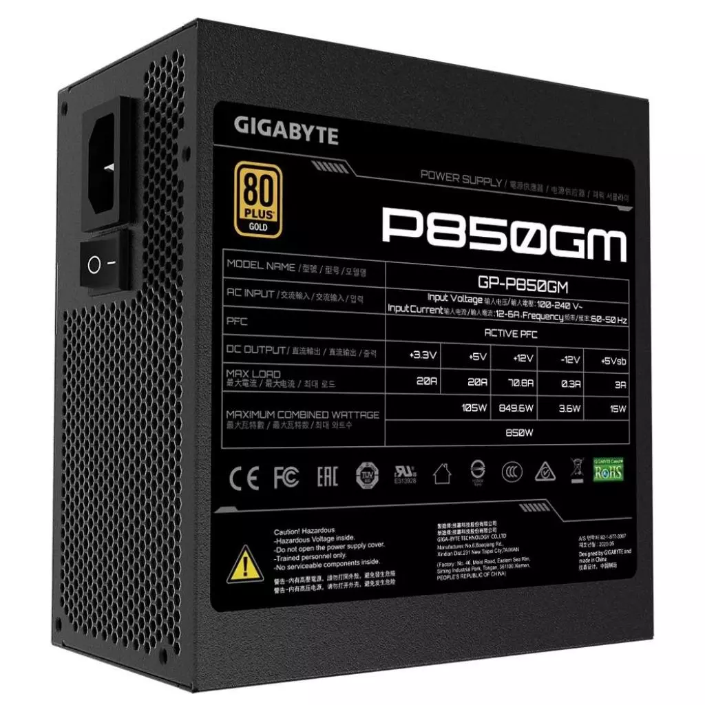 Блок питания GIGABYTE 850W (GP-P850GM) - 1 Блок питания GIGABYTE 850W (GP-P850GM) - 1