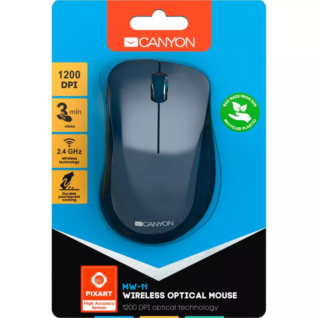 Мышка Canyon MW-11 Wireless Pixart Blue (CNE-CMSW11BL) - 5 Мышка Canyon MW-11 Wireless Pixart Blue (CNE-CMSW11BL) - 5