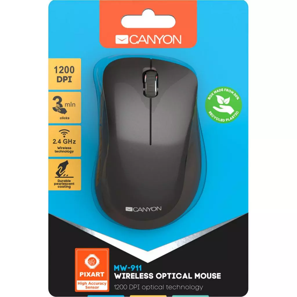 Мышка Canyon MW-911 Wireless Pixart Dark Grey (CNS-CMSW911DG) - 5 Мышка Canyon MW-911 Wireless Pixart Dark Grey (CNS-CMSW911DG) - 5