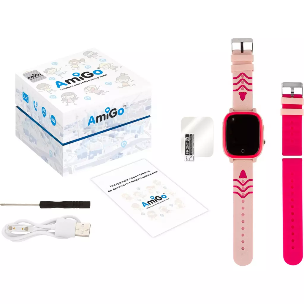 Смарт-часы Amigo GO005 4G WIFI Kids waterproof Thermometer Pink (747018) - 5
