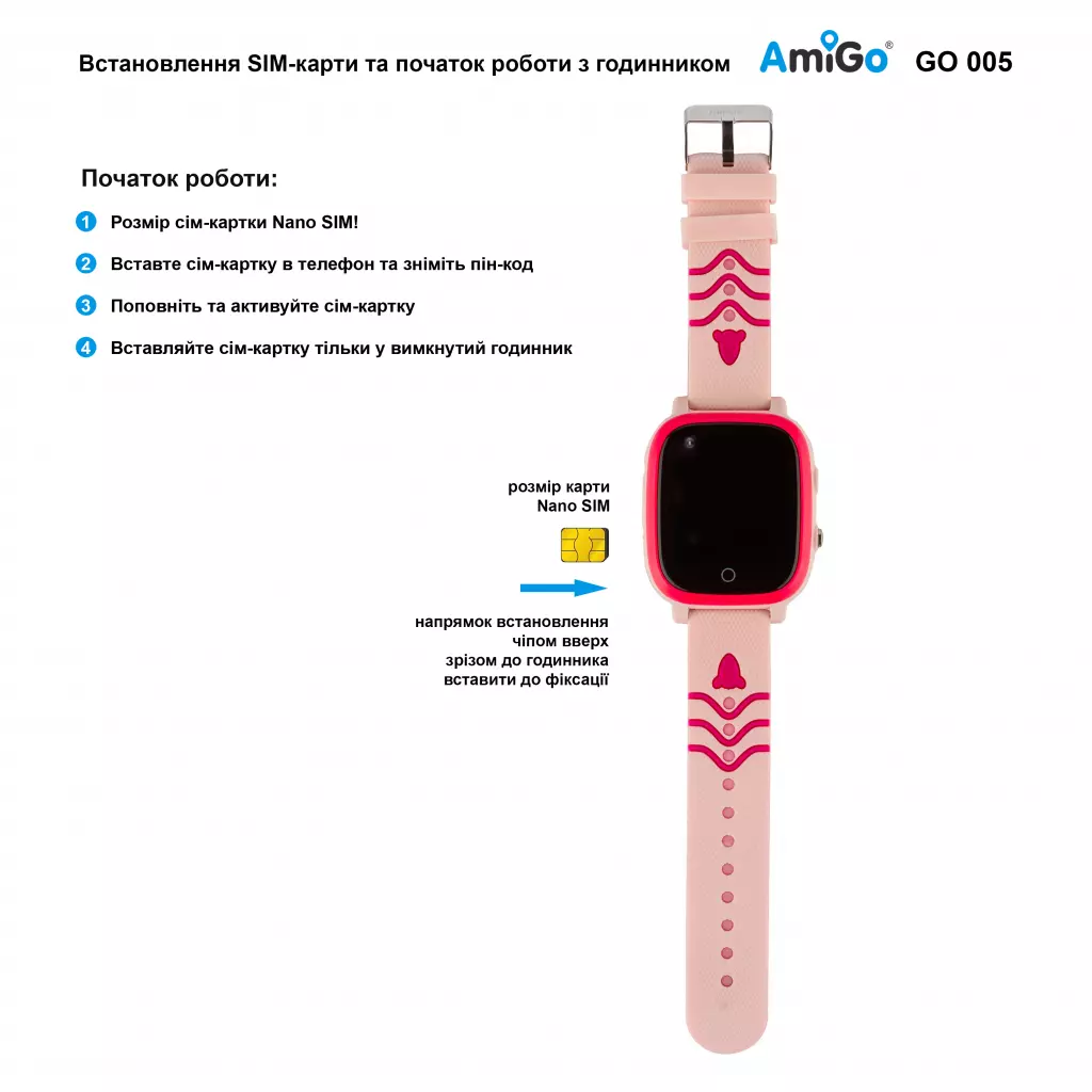 Смарт-часы Amigo GO005 4G WIFI Kids waterproof Thermometer Pink (747018) - 6
