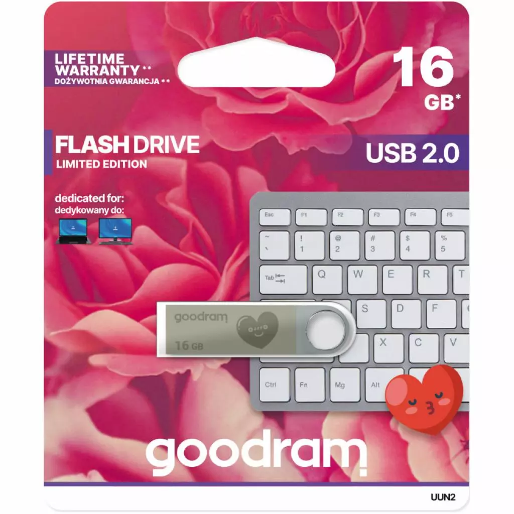 USB флеш накопитель Goodram 16GB UUN2 Valentine Silver USB 2.0 (UUN2-0160S0R11-V) - 1