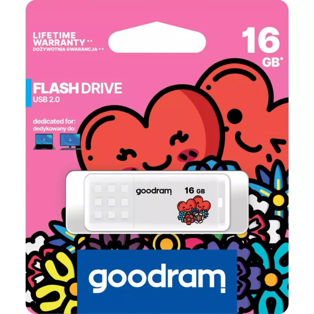USB флеш накопитель Goodram 16GB UME2 Valentine White USB 2.0 (UME2-0160W0R11-V) - 1