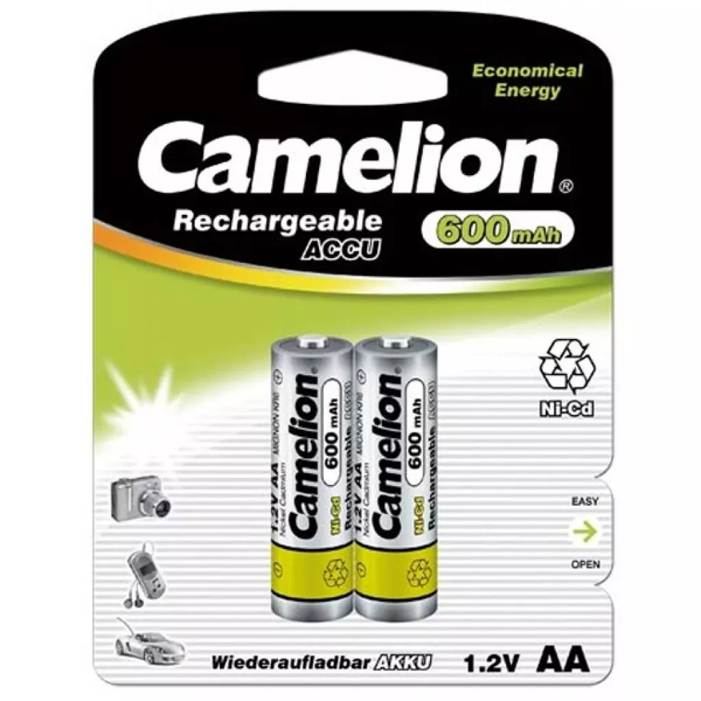 Аккумулятор Camelion AA 600mAh Ni-Cd *2 R6-2BL (NC-AA600BP2)