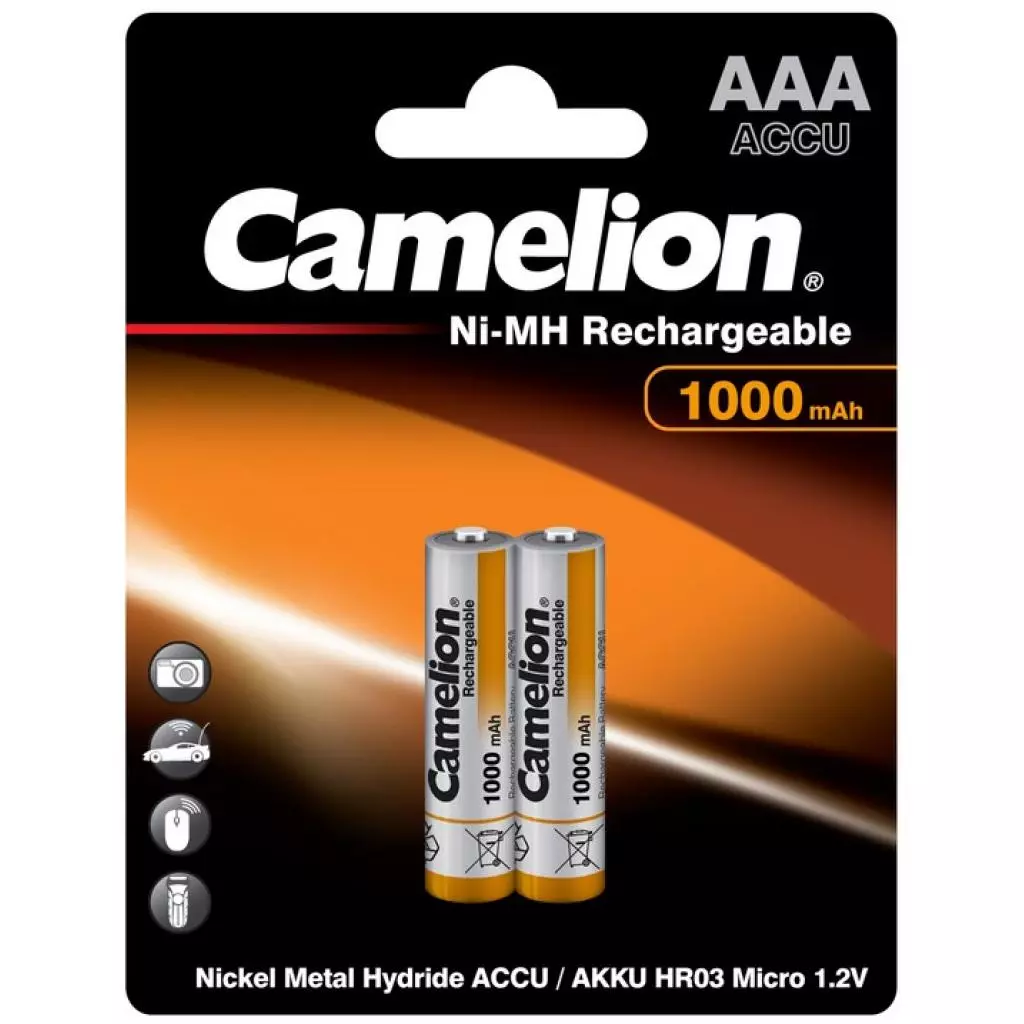 Аккумулятор Camelion AAA 1000mAh Ni-MH * 2 R03-2BL (NH-AAA1000BP2)