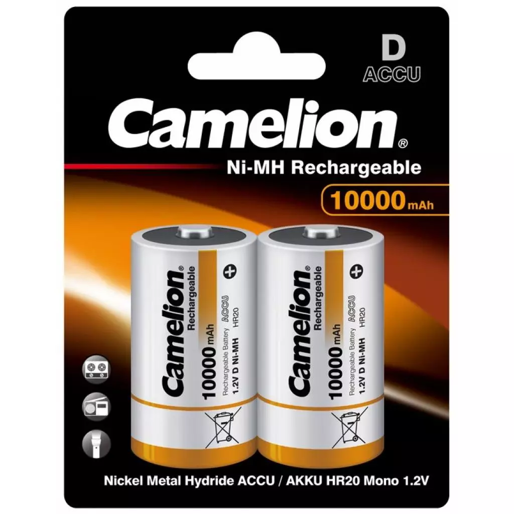 Аккумулятор Camelion D 10000mAh Ni-MH * 2 R20-2BL (NH-D10000BP2)