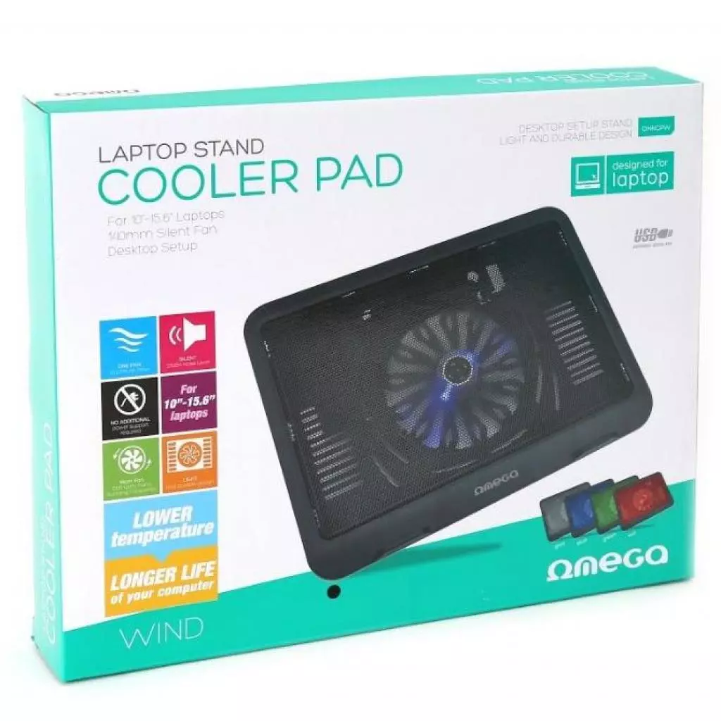 Подставка для ноутбука Omega Laptop Cooler pad "WIND" 14cm fan black (OMNCPWB) - 4 Подставка для ноутбука Omega Laptop Cooler pad "WIND" 14cm fan black (OMNCPWB) - 4