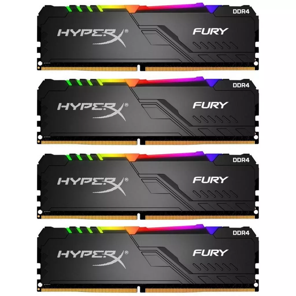 Модуль памяти для компьютера DDR4 128GB (4x32GB) 3600 MHz HyperX Fury RGB Kingston Fury (ex.HyperX) (HX436C18FB3AK4/128)