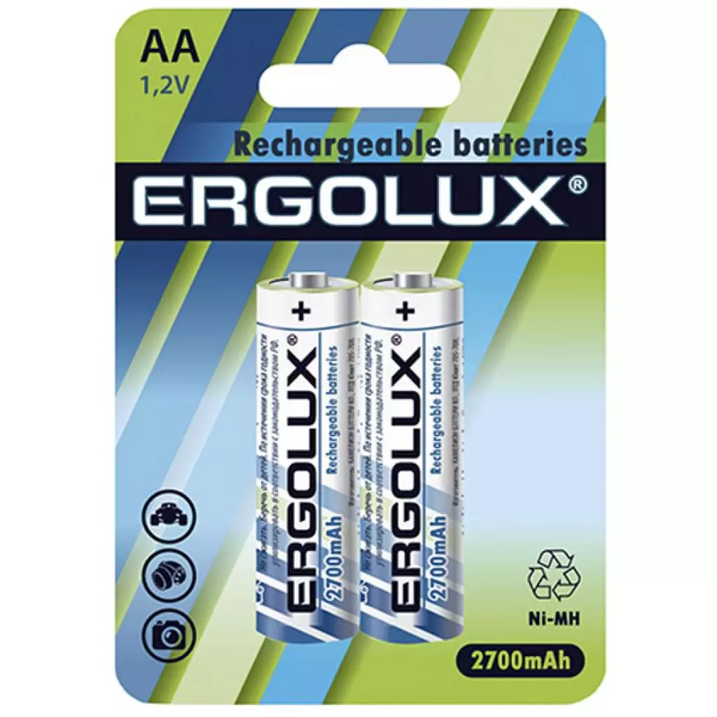 Аккумулятор Ergolux AA 2700 mAh Ni-MH * 2 R6/2bl (NHAA2700BL2)